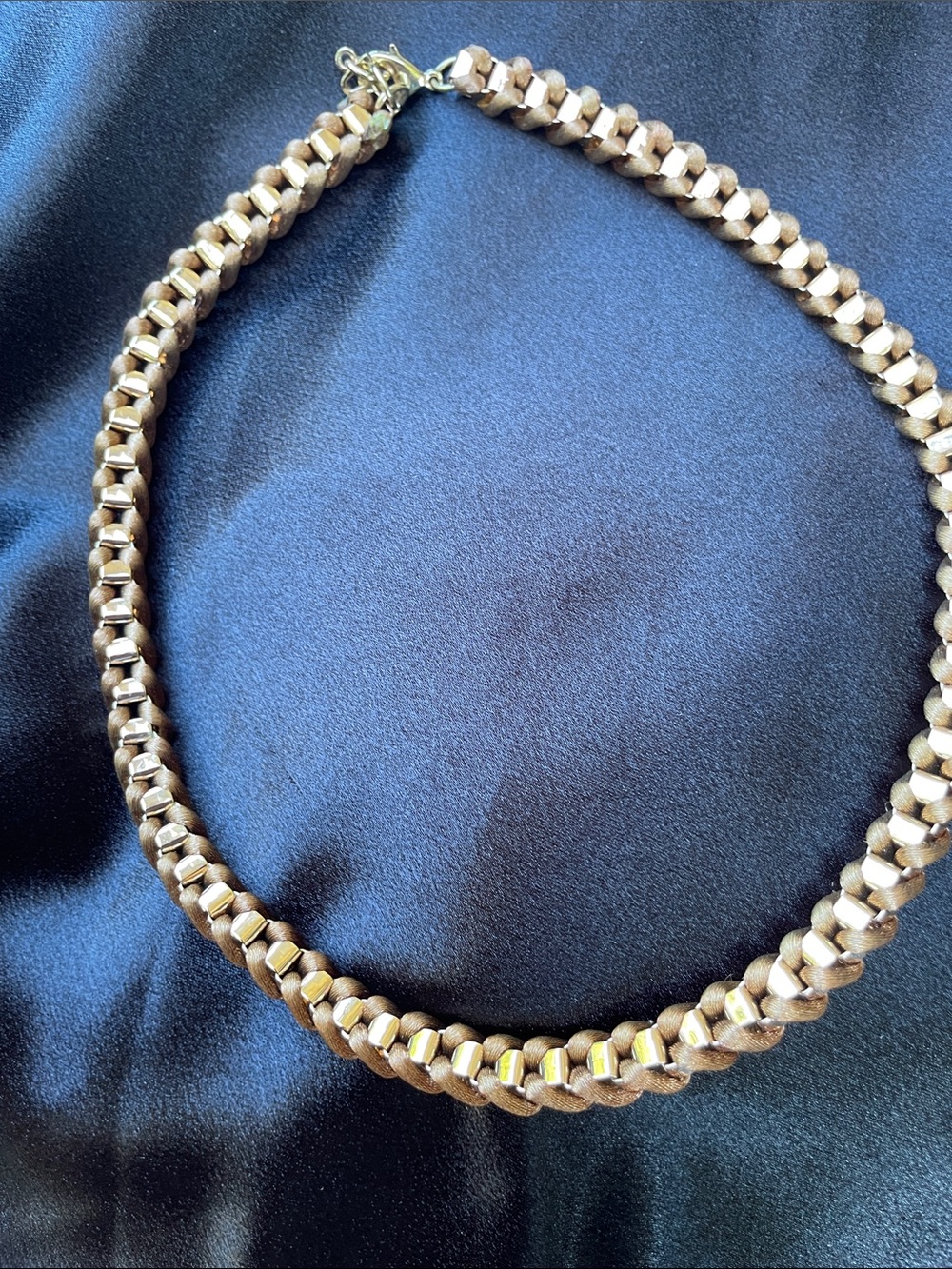 Braided Metallic Gold Collar Necklace
